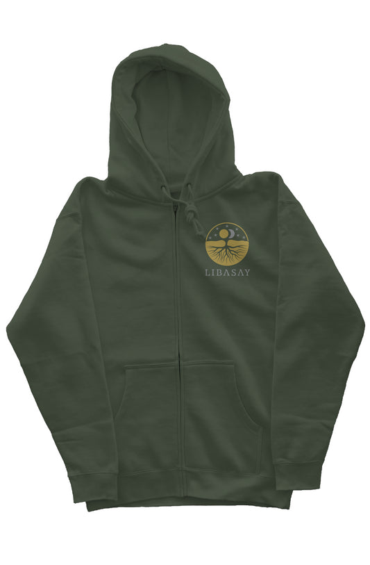 Earth Green Zip Heavyweight Hoodie